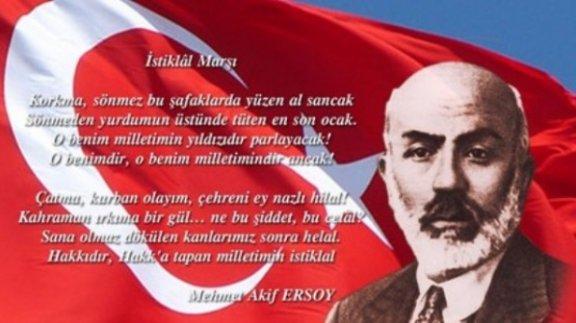 İlçe Milli Eğitim Müdürümüz Mehmet KURT´un 12 Mart 1921 Tarihli İstiklal Marşının Kabulü Mesajı